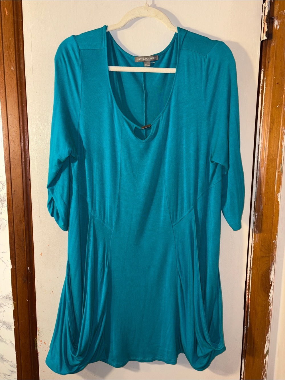*3 items for $25* Kate & Mallory Teal Scoop-Neck Draped Dress